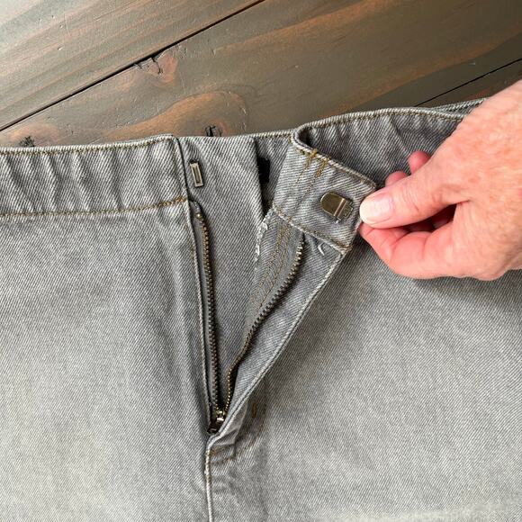 DKNY Urban Aviator Gray Denim Jean Mini Skirt 100% Cotton Back Pockets NWT 4 - Picture 7 of 12